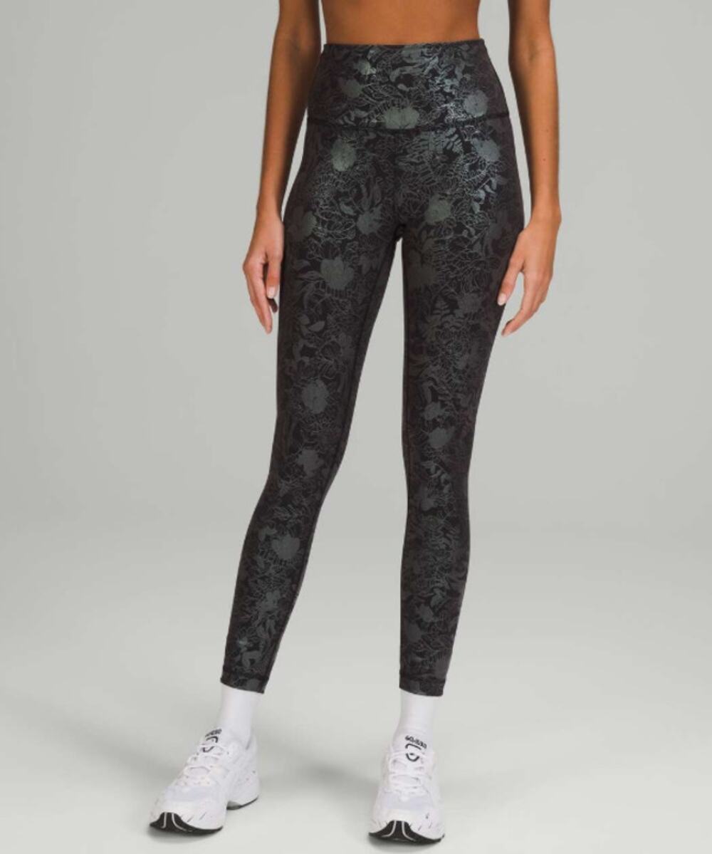 LULULEMON Wunder Train High-Rise Tight 25" Size 18 Black Iridescent Foil EUC